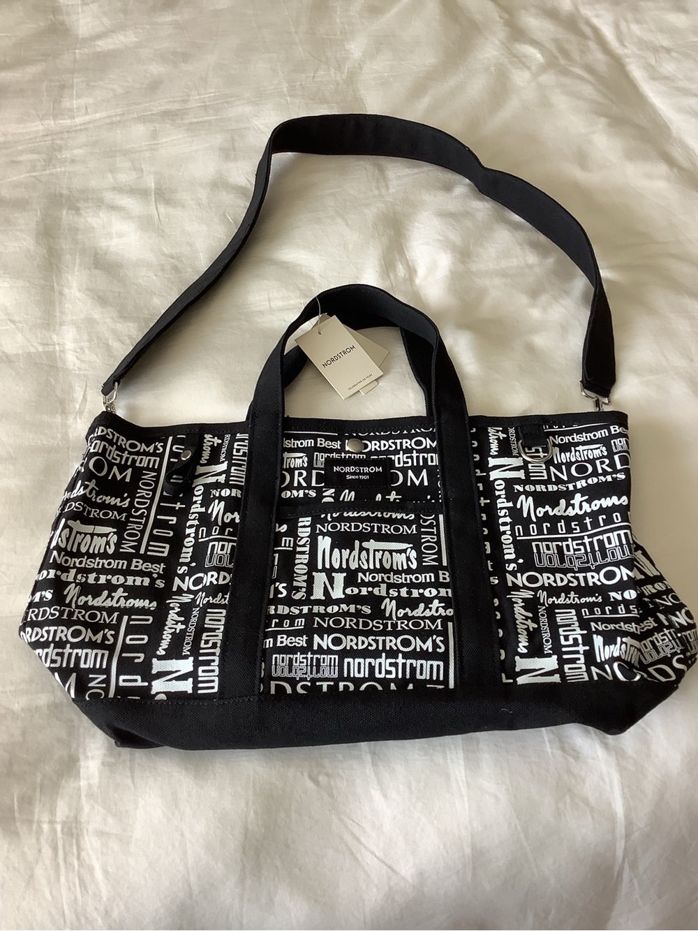 Nordstrom Black and White Logo Tote Bag